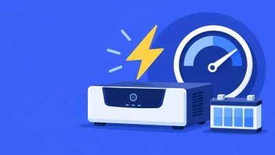 A blue illustration shows a home inverter, battery, lightning bolt and power gauge.
